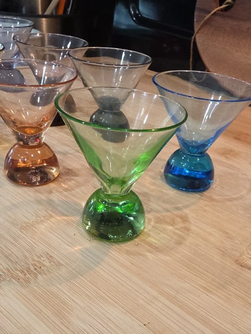 💃Vintage Colored Glass Mini Martini Shot Glass Set - Of 8 Multicolor